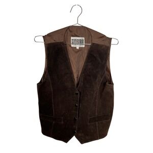 Vintage Brown Suede Vest Marco Button Front Western Boho Academia Retro Large